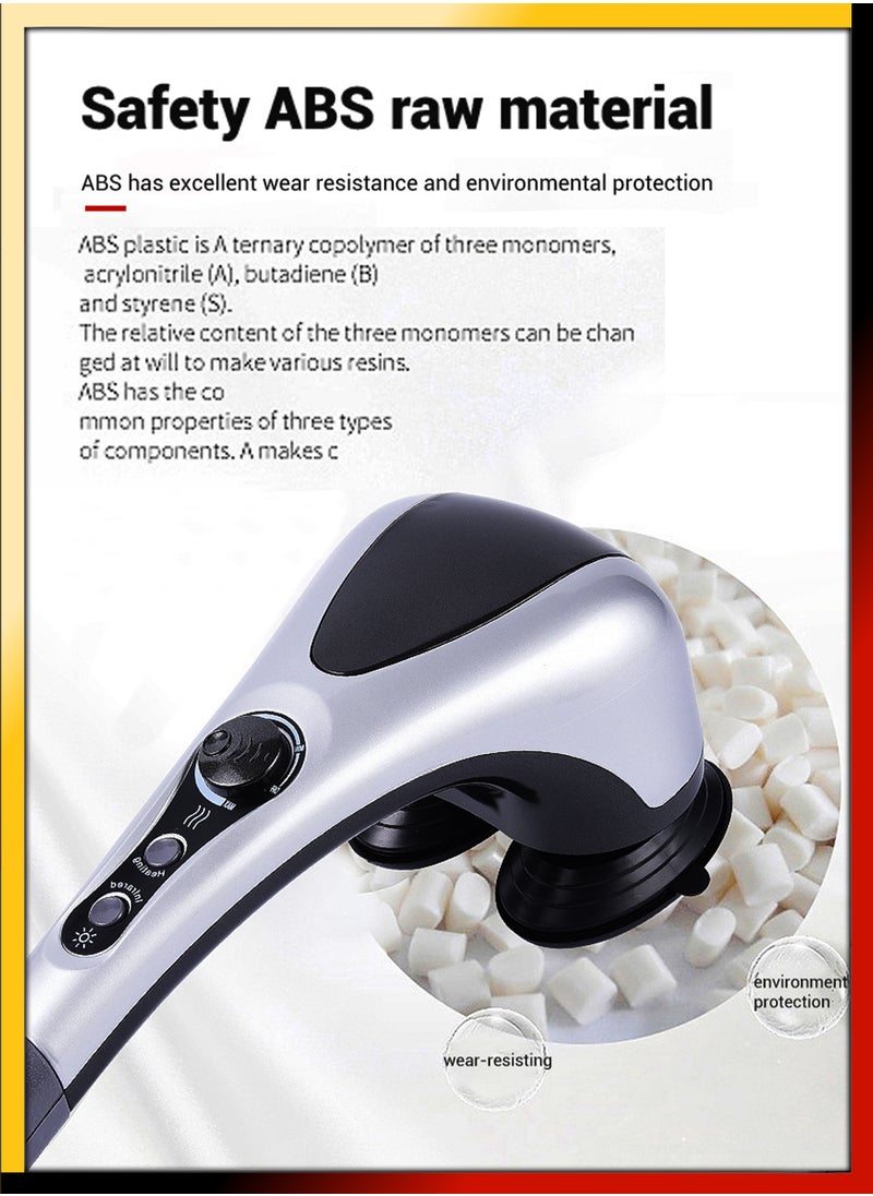 DBLEW - Handheld Double Head Full Body Massager With Heating Vibration Infrared Deep Tissue Massage Electric Dual Percussion For Neck Shoulder Back Arms Leg Foot Calf Muscle Relax Pain Hand Tension Relief - Image 1