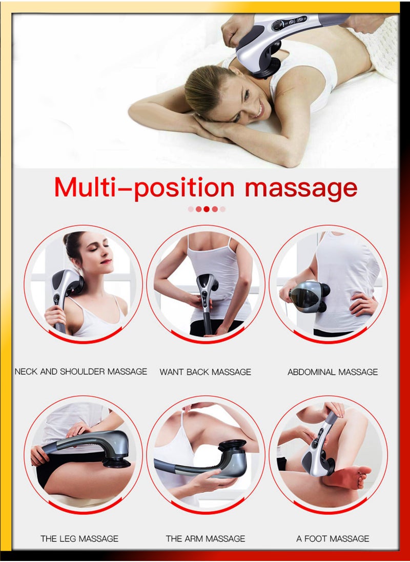 DBLEW - Handheld Double Head Full Body Massager With Heating Vibration Infrared Deep Tissue Massage Electric Dual Percussion For Neck Shoulder Back Arms Leg Foot Calf Muscle Relax Pain Hand Tension Relief - Image 1