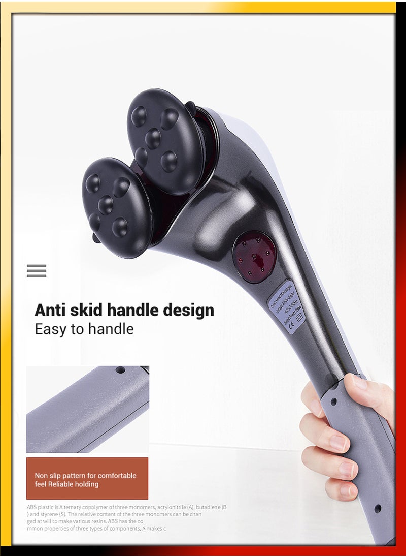 DBLEW - Handheld Double Head Full Body Massager With Heating Vibration Infrared Deep Tissue Massage Electric Dual Percussion For Neck Shoulder Back Arms Leg Foot Calf Muscle Relax Pain Hand Tension Relief - Image 1