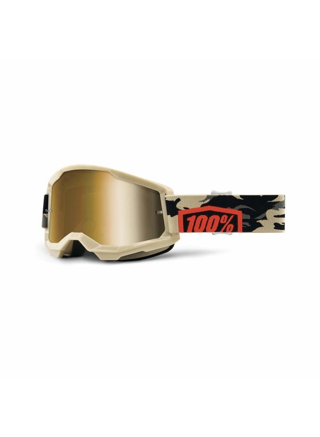 Strata 2 Motocross & Mountain Bike Goggles - MX and MTB Racing Protective Eyewear (Kombat - True Gold Lens)