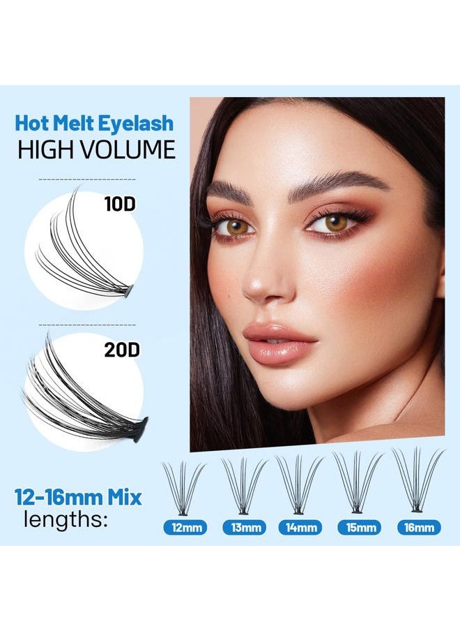 Bodermincer Lash Extension 240pcs C Curl 10D/20D Cluster 8/9/10/11/12mm,10/11/12/13/14mm,12/13/14/15/16mm Mixed Individual Cluster Lashes (10D+20D 12/13/14/15/16mm and Under Eyelashes)  - Image 4