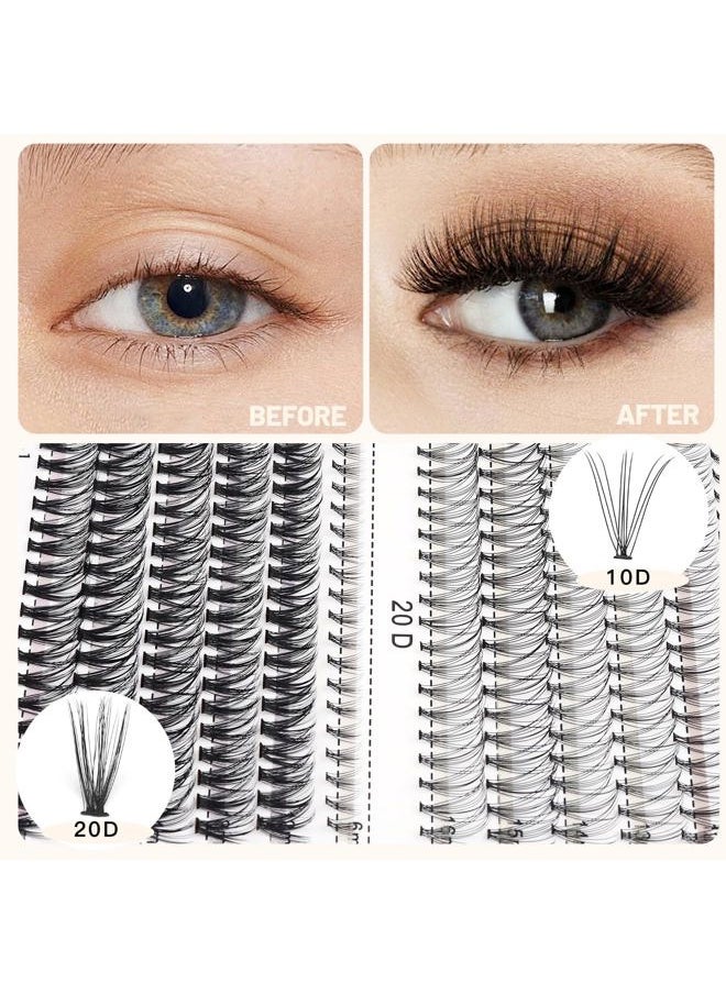 Bodermincer Lash Extension 240pcs C Curl 10D/20D Cluster 8/9/10/11/12mm,10/11/12/13/14mm,12/13/14/15/16mm Mixed Individual Cluster Lashes (10D+20D 12/13/14/15/16mm and Under Eyelashes)  - Image 3