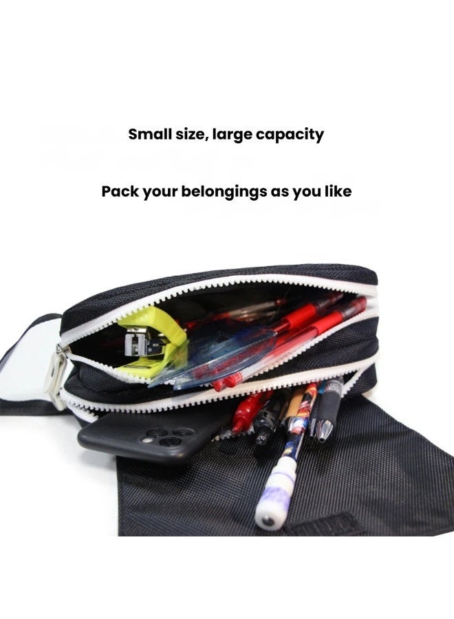 My World Pattern Black Pencil Case, Large Capacity Double Zipper Pouch, Stationery Organizer Bag 20cm10cm5cm - Image 3