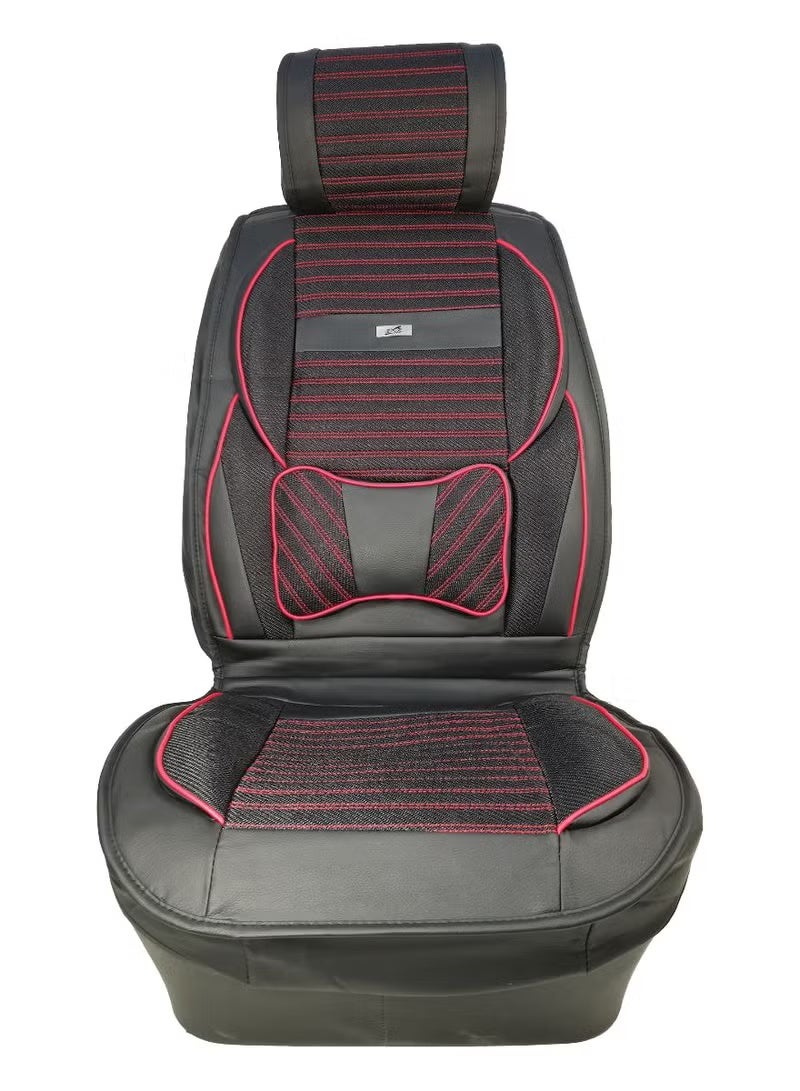 3 اكس ار أغطية مقاعد السيارة الأمامية الفاخرة من الجلد الصناعي من 3XR، مجموعة من قطعتين باللون الأسود من Sanafa 4769 - Image 3