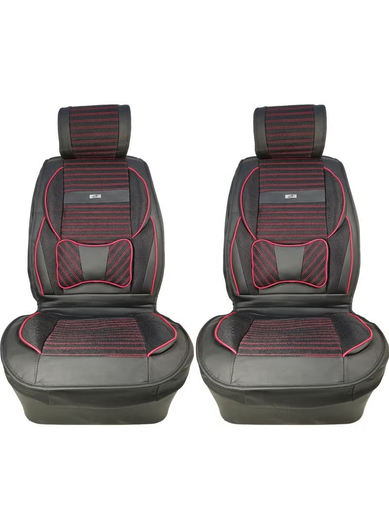 3 اكس ار أغطية مقاعد السيارة الأمامية الفاخرة من الجلد الصناعي من 3XR، مجموعة من قطعتين باللون الأسود من Sanafa 4769 - Image 2