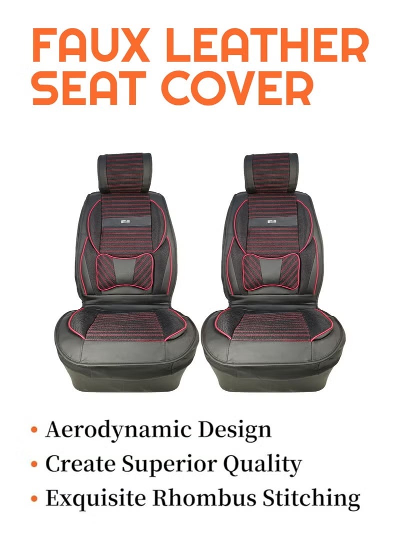 3 اكس ار أغطية مقاعد السيارة الأمامية الفاخرة من الجلد الصناعي من 3XR، مجموعة من قطعتين باللون الأسود من Sanafa 4769 - Image 4