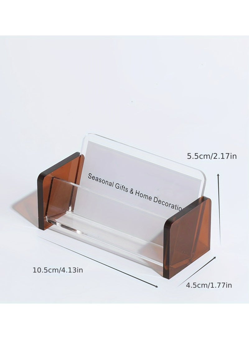 JiFENG 1pc Clear Acrylic Modern Business Card Holder Stand for Desk, Holds 30-60 Cards, Fashionable Display Stand for Office(Blue) - Image 2