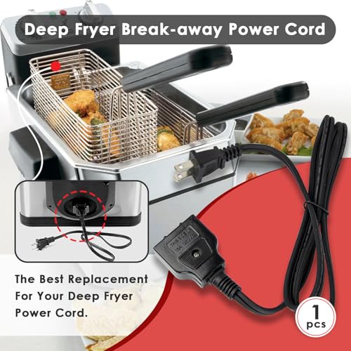 FixlyFido 028372 Deep Fryer Breakaway Power Cord for Waring DF175 DF250 DF280 TF200 Cord Replacement - Deep Fryer Parts & Accessories (Interface Size: 1.6 * 0.7 Inch) - Image 2
