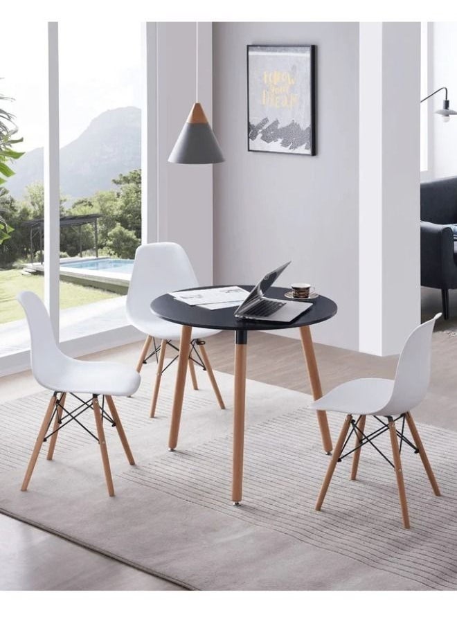 MAAS Round side table with rounded legs and sides of solid wood for coffee or dining  - Image 1