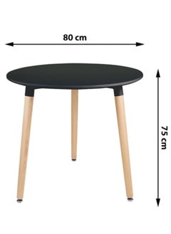 MAAS Round side table with rounded legs and sides of solid wood for coffee or dining  - Image 3