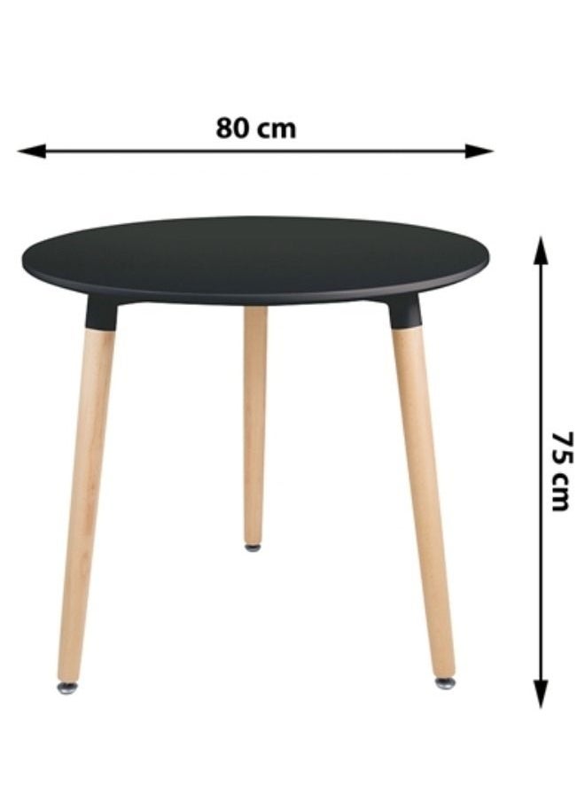 MAAS Round side table with rounded legs and sides of solid wood for coffee or dining  - Image 3