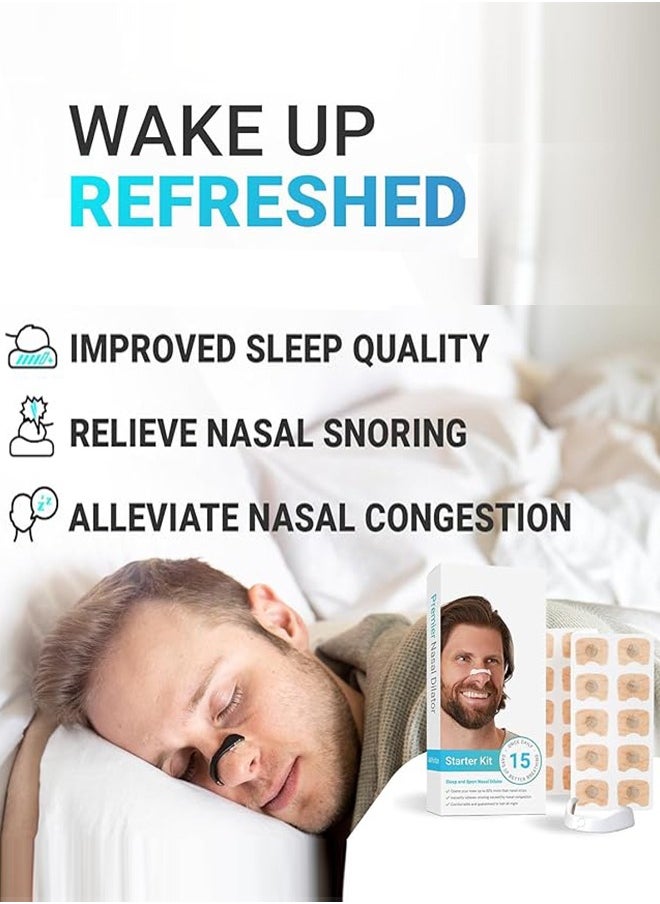 Generic Breathing Nasal Strip Starter Kit 15 Count - Boost Oxygen Intake, Reduce Snoring, Improve Sleep Quality - No Medicine or Chemicals, Sweat Resistant, Skin Safe Nasal Strips, White Arc  - Image 2