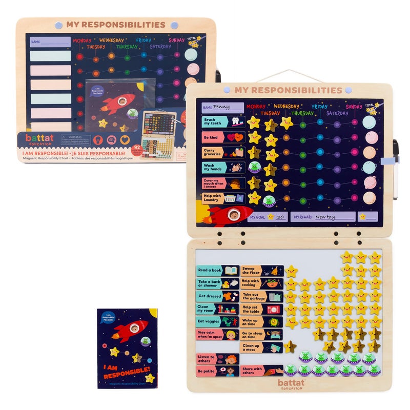 Battat Education Responsibility Chart for Kids Magnetic Chore Chart with 92 Pieces Reward System for Encouraging Good Habits Fun and Colorful Design for Bedrooms 3 Years - Image 2