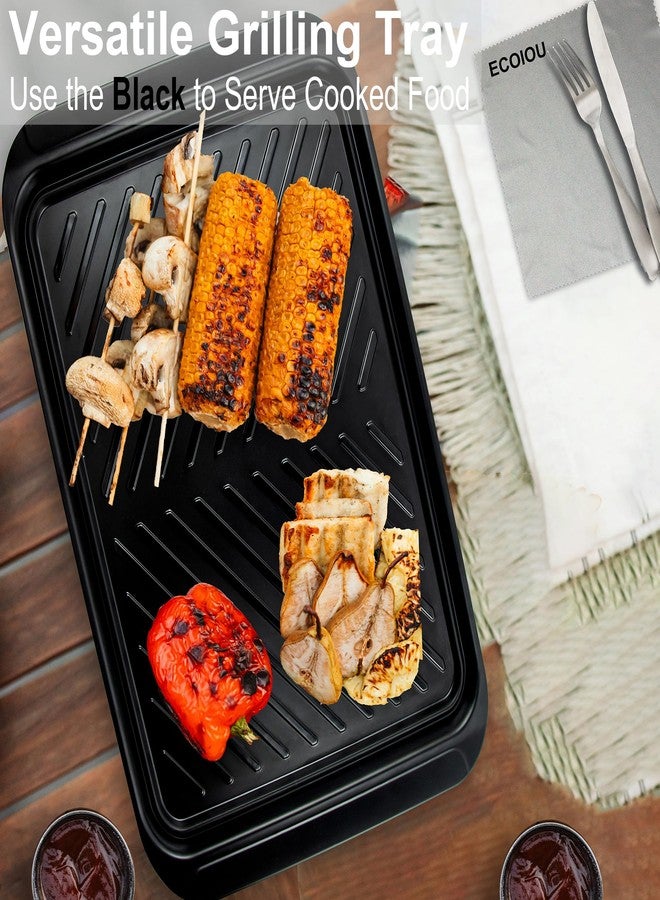 ECOIOU Grilling Prep and Serve Trays, 17 x10.5 inch BBQ Tray for Raw and Cooked Food, Melamine Serving Trays for Food, Set of 2, Black and White - Image 5