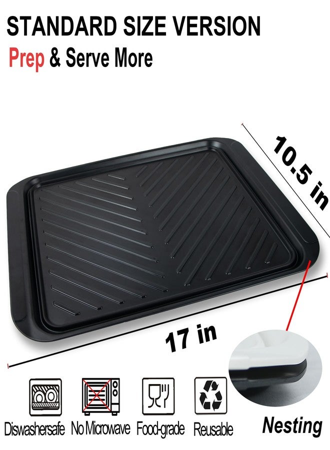 ECOIOU Grilling Prep and Serve Trays, 17 x10.5 inch BBQ Tray for Raw and Cooked Food, Melamine Serving Trays for Food, Set of 2, Black and White - Image 3
