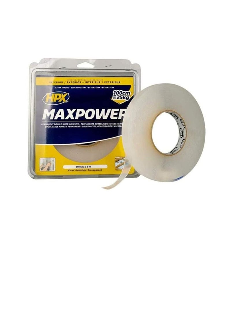HPX Extra Strong Double Side Tape, Transparent, (19mm x 5m) - Image 2