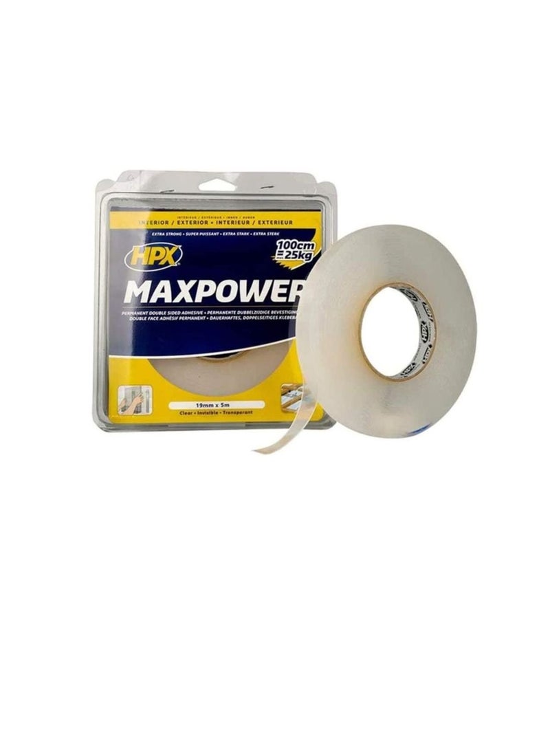 HPX Extra Strong Double Side Tape, Transparent, (19mm x 5m) - Image 1