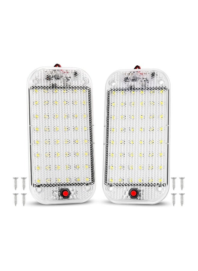 Generic LED Interior Light, 2PCS 10W 48 LED Universal Bright Interior Light with ON/OFF Switch, for 12V-85V Car Van Truck Lorry Camper Boat Caravan Motorhome Dome Ceiling Light, Ultra-thin Bright Crystal  - Image 1