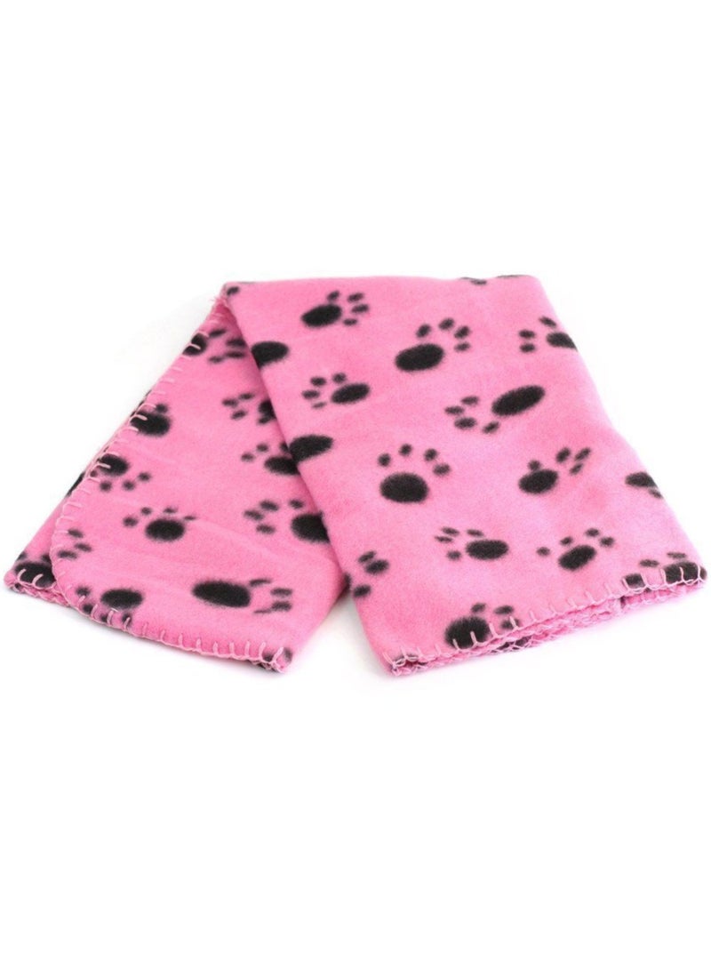 MileMelo Pet Blankets, Soft Dog Cat Pet Fleece Blankets, Extra Large Plush Throws, Touch Soft Fleece , Sleep Mat Pad Bed Cover with Paw Print, for Kitten Puppy Pink 100x70cm - Image 3