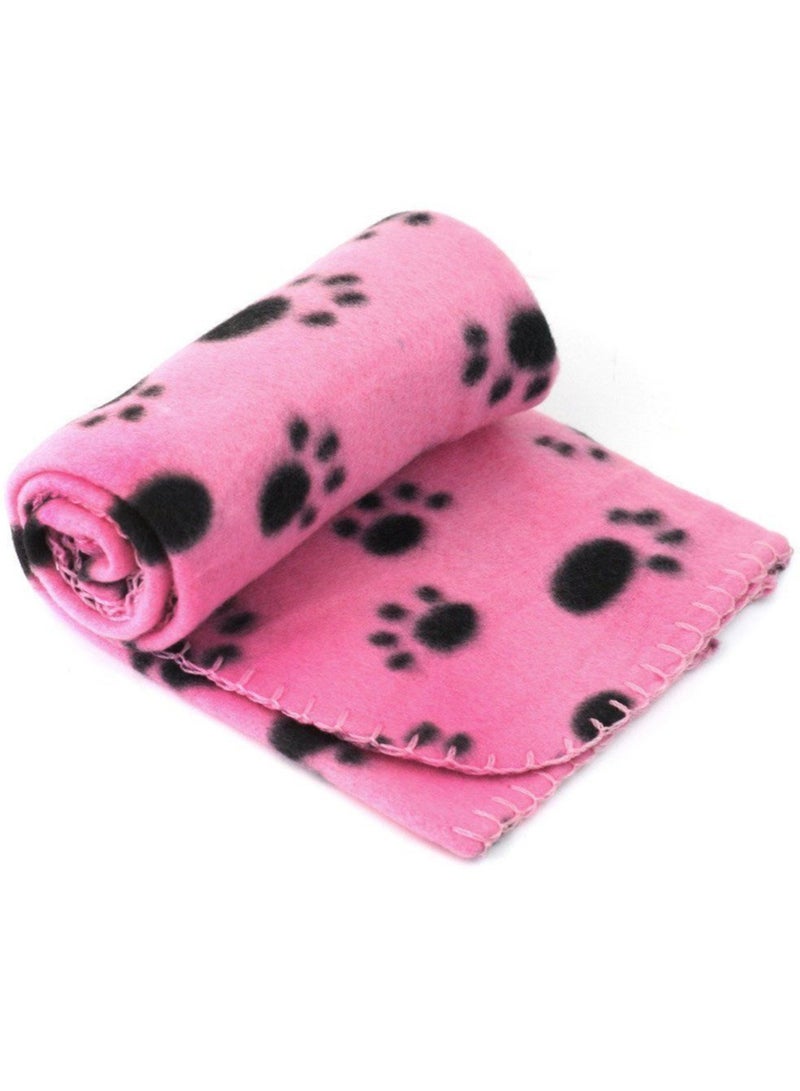 MileMelo Pet Blankets, Soft Dog Cat Pet Fleece Blankets, Extra Large Plush Throws, Touch Soft Fleece , Sleep Mat Pad Bed Cover with Paw Print, for Kitten Puppy Pink 100x70cm - Image 1