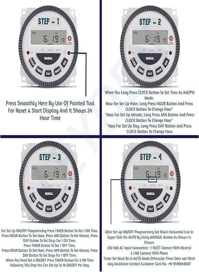 SP Electron 4 Pin TM619H2 Digital Timer Programmable Time Switch with LCD (Pack of 1) - Image 5