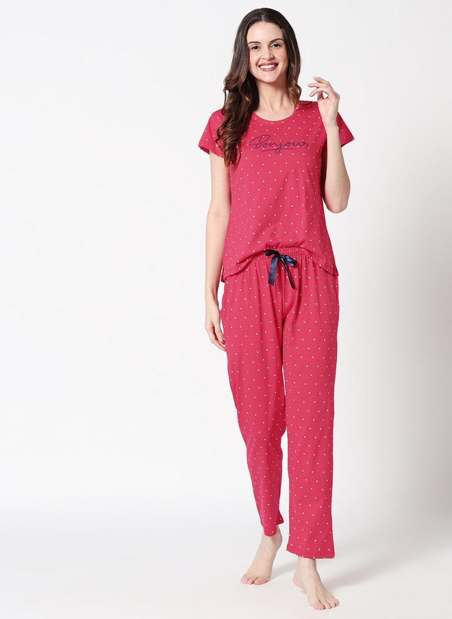 Zeyo Women Printed Pure Cotton Night Suit Set - 3 Piece (Top, Pajama, Short) - Image 5