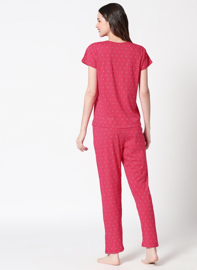 Zeyo Women Printed Pure Cotton Night Suit Set - 3 Piece (Top, Pajama, Short) - Image 3