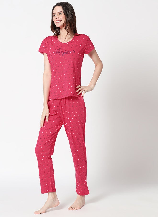 Zeyo Women Printed Pure Cotton Night Suit Set - 3 Piece (Top, Pajama, Short) - Image 4