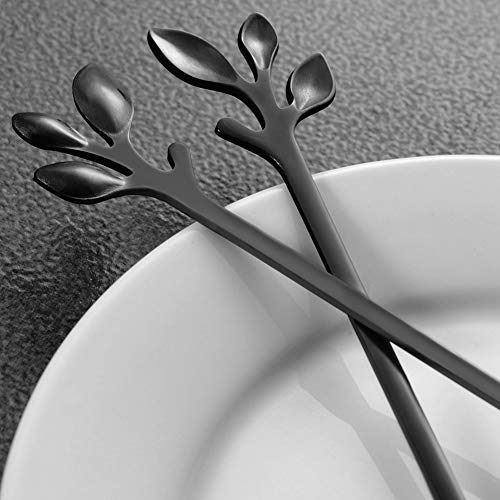 AnSaw 10-Piece Black Mini Leaf Dessert Forks Set - 4.7" Elegant Stainless Steel Fruit, Appetizer, Cake & Salad Forks - Perfect for Cocktail Parties & Home Use - Image 5