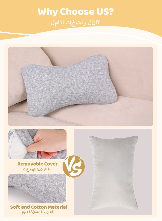 وسادة صغيرة للنوم، وسادة الرقبة ودعم الخصر، وسادة السفر للطائرات والسيارات والمكاتب والمنزل - وسادة صغيرة ناعمة وقابلة للغسل على الجانب النائم، وردي - 1 - Image 3