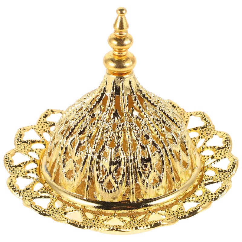 Vintage Gold Metal Hollow Incense Burner Holder with Removable Ash Tray for Meditation - Image 2