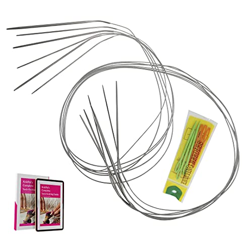 KnitPal 47-in(120cm) Stainless Steel Circular Knitting Needles Set - Magic Loop Sock Knitting Needles - 6 US Sizes: 0/2mm, 1/2.25mm, 1.5/2.5mm, 2/2.75mm, 3/3.25mm, 4/3.5mm - Free Patterns & eBook - Image 1