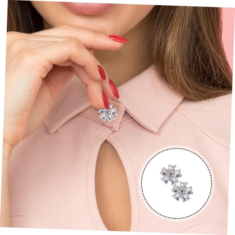 DOITOOL 2pcs Silver Rhinestone Metal Buttons for Sewing Decorative Zircon Button Embellishments for Sweaters and Cardigans Crafting Accessories - Image 2
