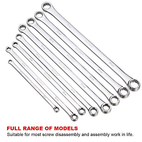 BULLTOOLS Extra Long Double Box End Wrench Set Chrome Vanadium Steel Aviation Wrenches Metric 8-24mm with Organizer Box (8-Piece) - Image 5