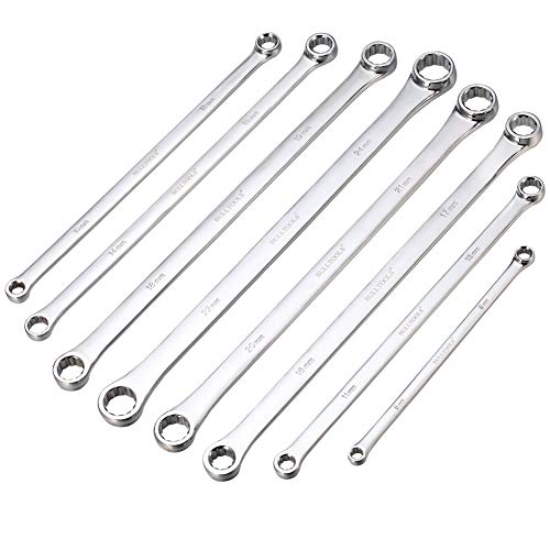 BULLTOOLS Extra Long Double Box End Wrench Set Chrome Vanadium Steel Aviation Wrenches Metric 8-24mm with Organizer Box (8-Piece) - Image 1