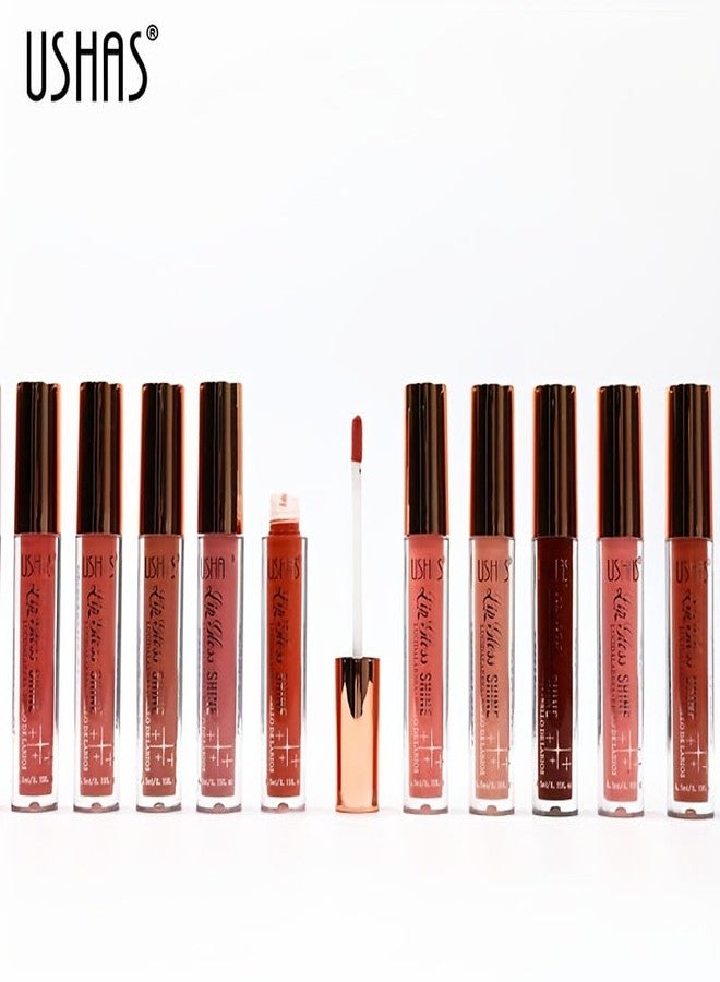 USHAS 6pcs Lip Gloss set - High-Shine Gloss for Fuller Non-Sticky, Lip Tint, Longwear, Weightless, Lip Plumper Gloss, Shimmery Glosses for Women makeup set (Set 2 (07-12), Pack of 1) - Image 5