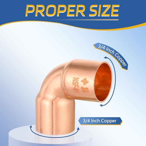 GUOFIS 25PACK GUOFIS 34Inch C x 34Inch C Copper 90 Elbow LF Short Radius Fittings Elbow with Sweat Solder Connection for Residential CommercialCOPPER008 - Image 3