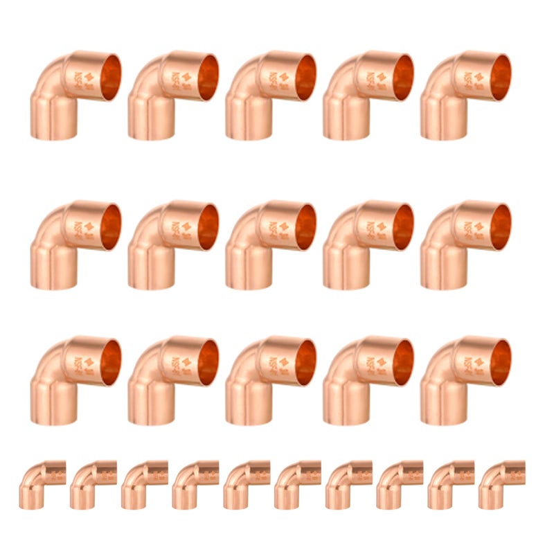 GUOFIS 25PACK GUOFIS 34Inch C x 34Inch C Copper 90 Elbow LF Short Radius Fittings Elbow with Sweat Solder Connection for Residential CommercialCOPPER008 - Image 2