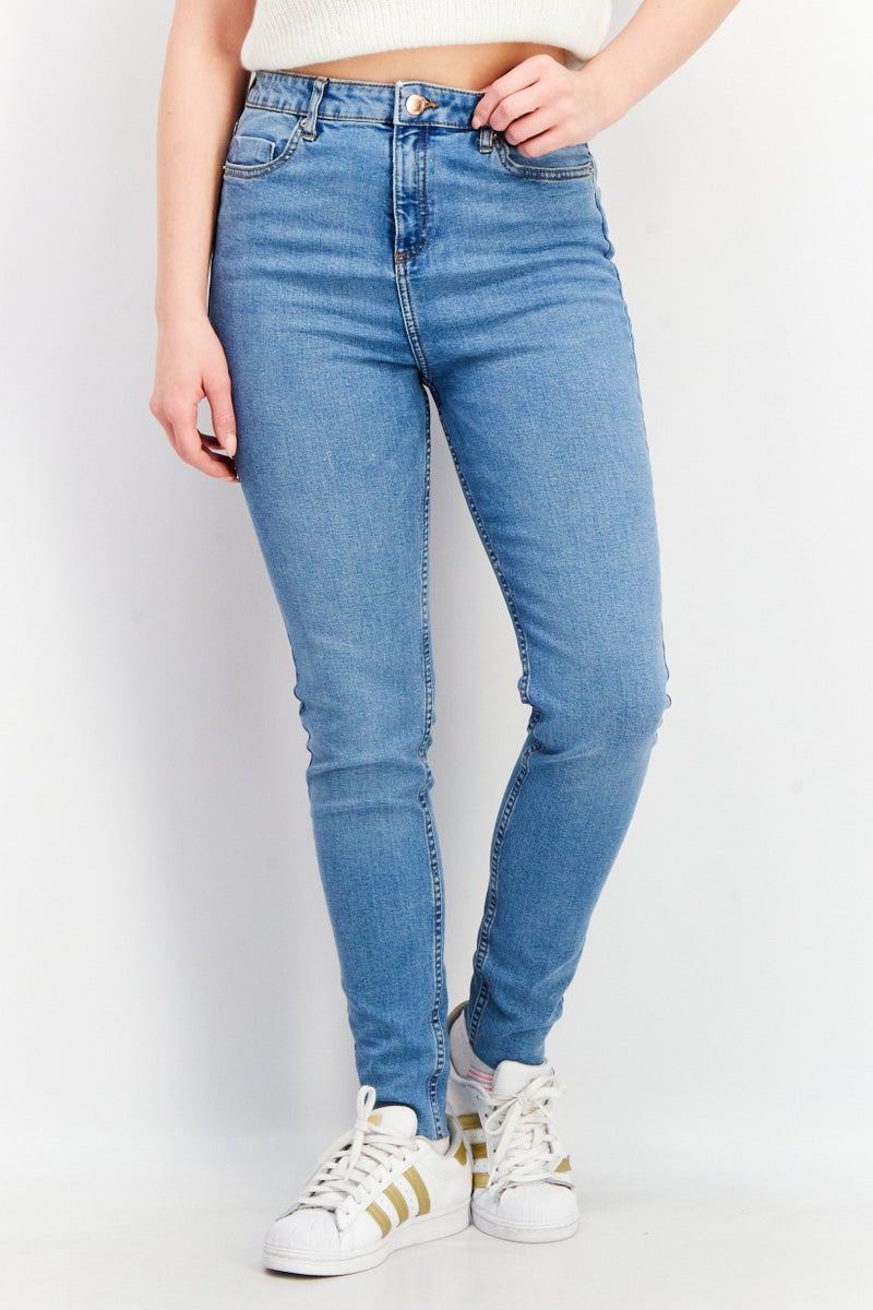 Miss Selfridge Women Regular Fit Washed Stretchable Jeans, Blue - Image 1