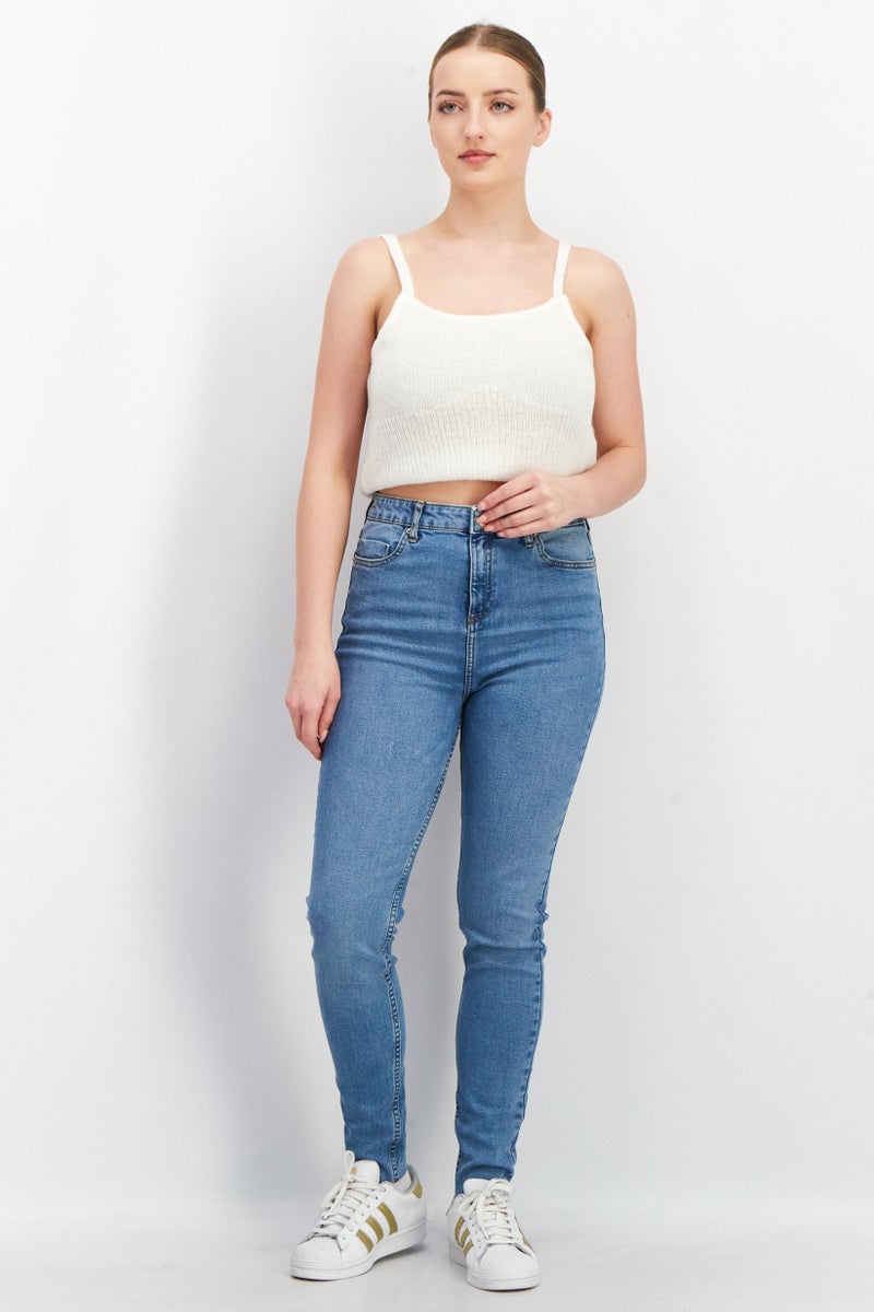 Miss Selfridge Women Regular Fit Washed Stretchable Jeans, Blue - Image 4