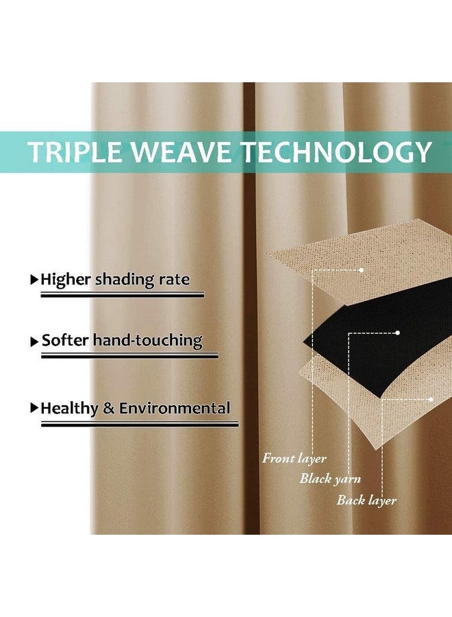 BFAM Thermal Insulated Ring 100% Blackout Curtain for Bedroom with Black Liner, Double Layer Full Room Darkening Window and Door Noise reducing Curtains,Ring parda,Sold as 1 Beige - Image 3