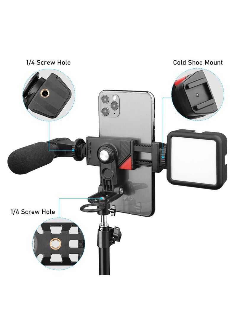 Arabest Camera Phone Hot Shoe Holder, Cell Phone Tripod Mount Adapter Cold Shoe Mount 360 Rotation for Camera Ring Light Microphone, Universal Phone Clamp for Vlogging Live Stream Photography  - Image 3