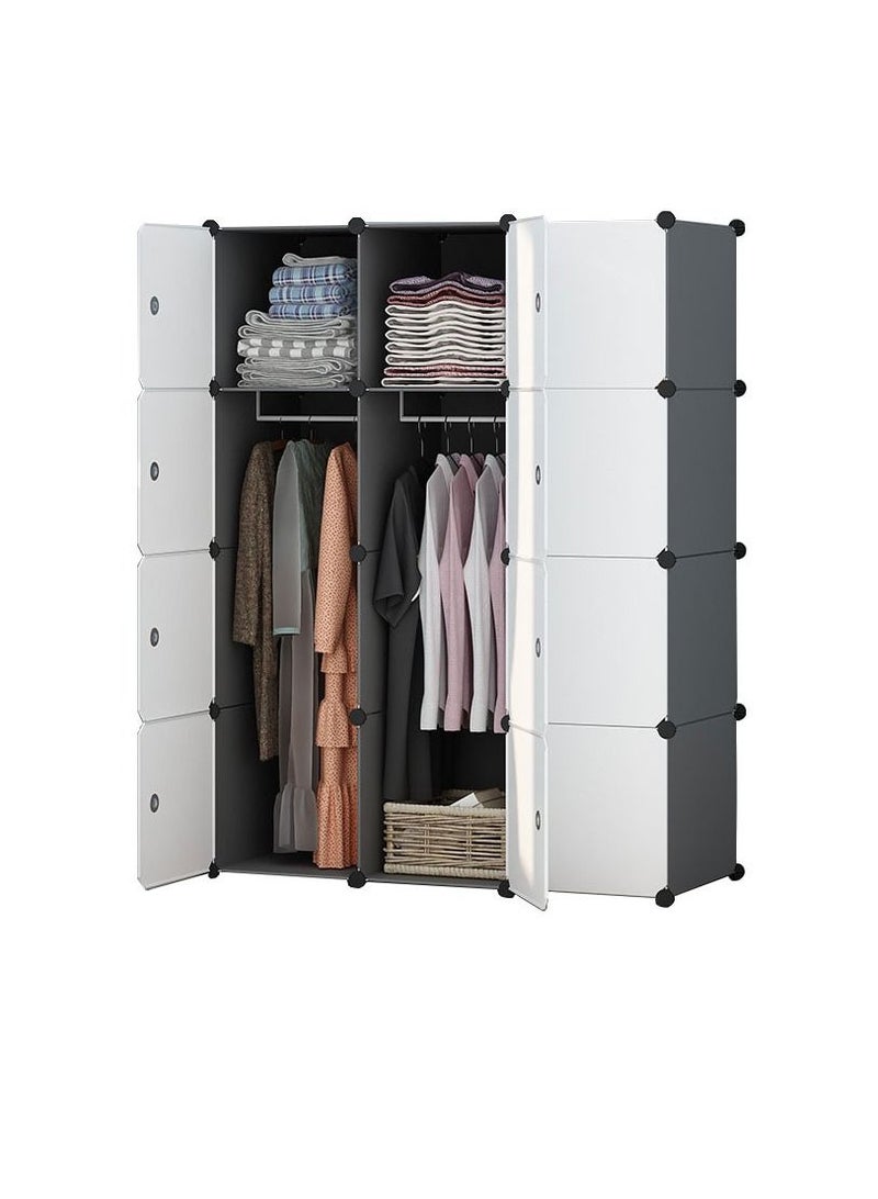 Cool Baby COOLBABY Portable Wardrobe for Hanging Clothes,Combination Armoire,Modular Cabinet for Space Saving,Put Bags,Toys,Hanging Clothes,12 Doors 2 Hanging,111×47×147cm - Image 1