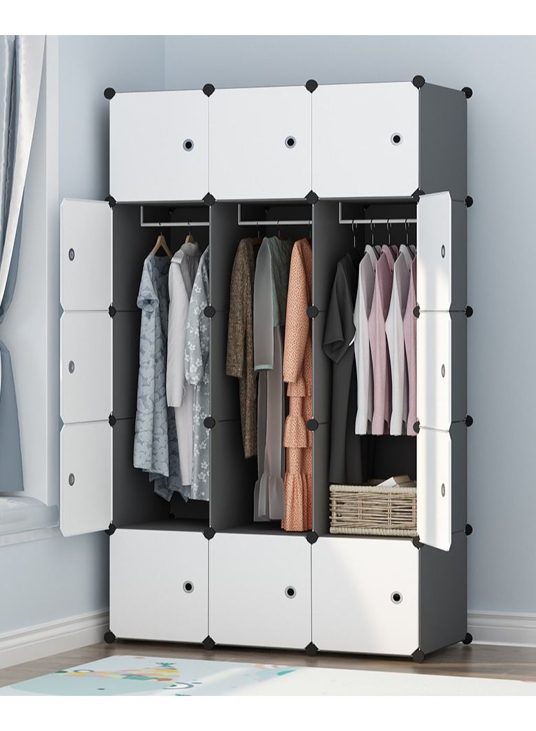 Cool Baby COOLBABY Portable Wardrobe for Hanging Clothes,Combination Armoire,Modular Cabinet for Space Saving,Put Bags,Toys,Hanging Clothes,12 Doors 2 Hanging,111×47×147cm - Image 3