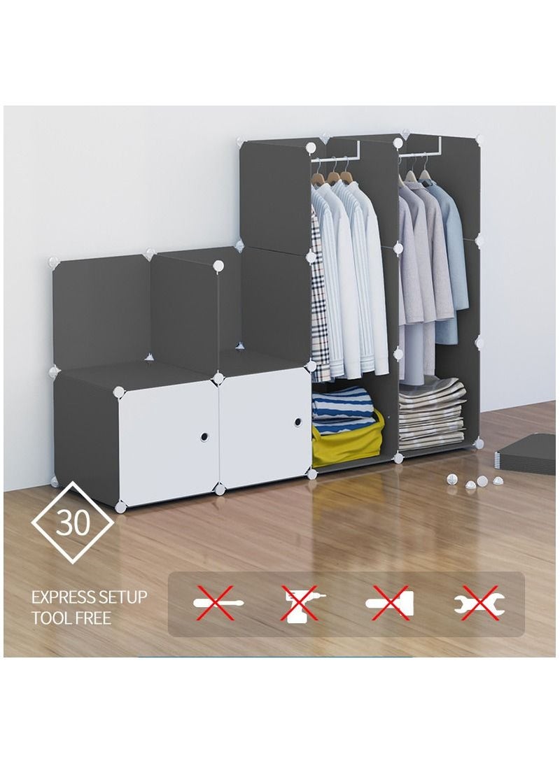 Cool Baby COOLBABY Portable Wardrobe for Hanging Clothes,Combination Armoire,Modular Cabinet for Space Saving,Put Bags,Toys,Hanging Clothes,12 Doors 2 Hanging,111×47×147cm - Image 4