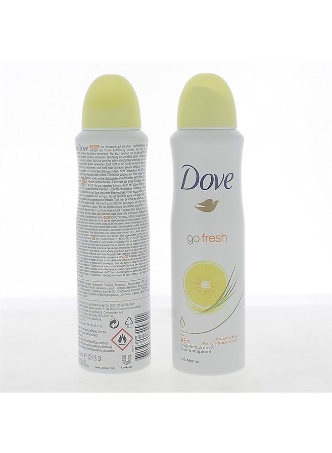 Dove رذاذ مزيل العرق المضاد للتعرق جوا فريش 150 مل برائحة الجريب فروت وعشب الليمون (علبة واحدة)