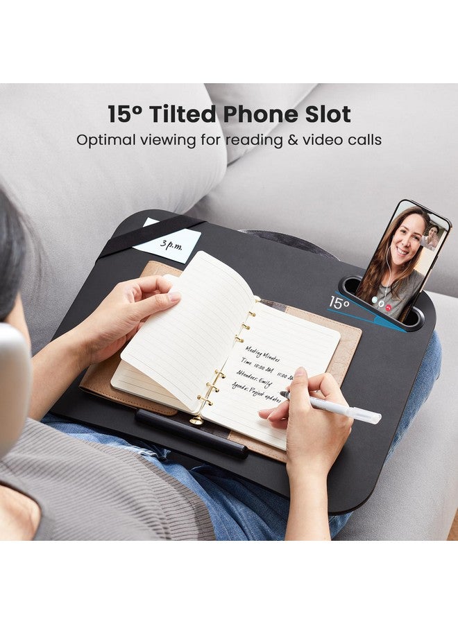 HUANUO Laptop Lap Desk, Fits Up To 15.6-Inch Laptops And Tablets, Lap Desk With Cushion, Phone Holder And Storage Bag, Portable And Lightweight Lap Desk, Black Lapdesk For Home Office Or Dormitory - Image 3