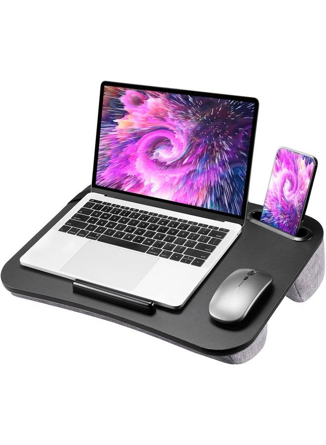 HUANUO Laptop Lap Desk, Fits Up To 15.6-Inch Laptops And Tablets, Lap Desk With Cushion, Phone Holder And Storage Bag, Portable And Lightweight Lap Desk, Black Lapdesk For Home Office Or Dormitory - Image 1