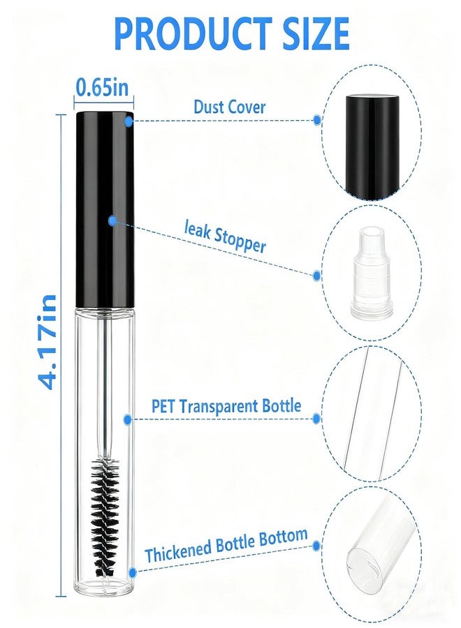 AskBed 4 Pack of 0.34 Oz (10ml) Empty Mascara Tube - Refillable, Leak-proof Plastic Mascara Bottles with Eyelash Wand and Labels Included - Image 2