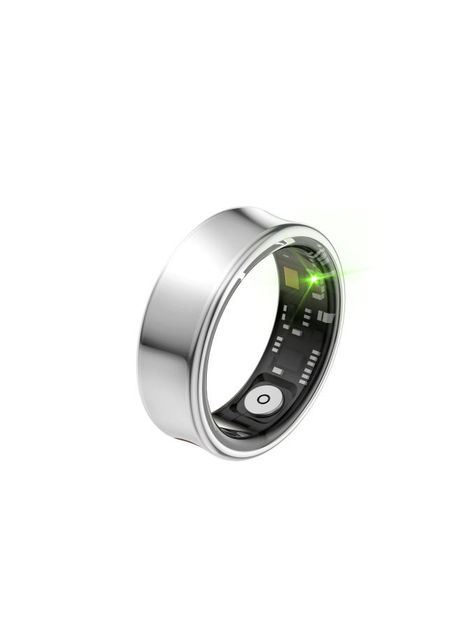 Generic Suitable For Smart Ring SR05 Heart Rate Blood Oxygen Sleep Pressure Exercise Monitoring Multi-functional Black Technology Smart Ring-Color:Bright Silver#8 (inner Diameter 18.2mm) + Charging Compartment  - Image 1
